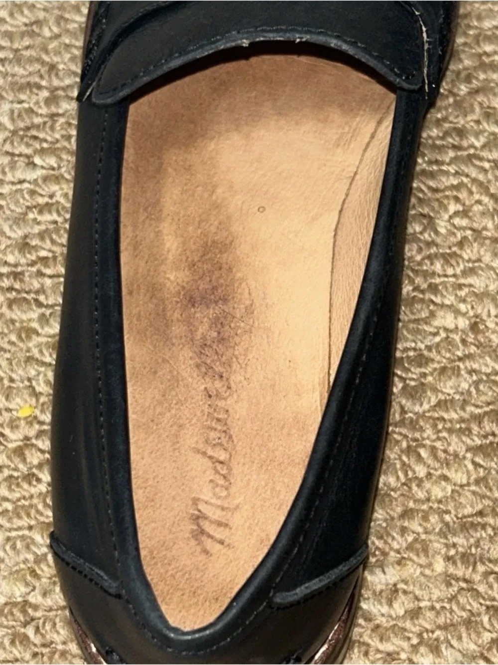 Madewell The Corinne Lugsole Classic Penny Loafer Shoes Women 8.5 Black NE526